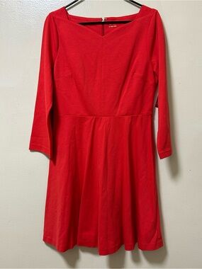 NWT $198 Kate Spade Red Long Sleeve Ponte Fit & Flare Dress - Size 10